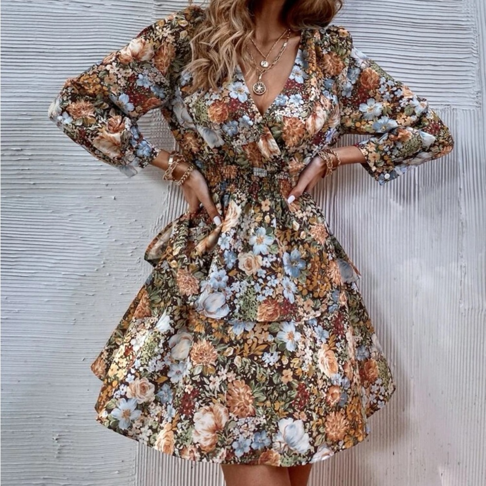 Warm tone floral dress